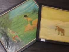 An oil painting on board, Terry Thornton, Top Moor, signed, 27 x 29cm, plus frame, and an oil