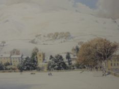 A watercolour, Henry W Bracken, Sedbergh in winter, 42 x 58cm, plus frame and glazed
