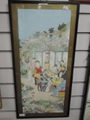 A print, J M Kronheim and Co, Japanese tea party, 62 x 26cm, and a pair of prints, Norbury Natzio
