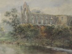 A watercolour, attributed to William Woodhouse, Bolton Abbey, signed, 22 x 34cm, plus frame and