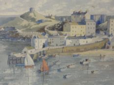 A watercolour, Dorothy Morse Brown, Tenby harbour, 27 x 37cm, plus frame and glazed