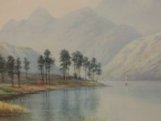 A watercolour, Milton Drinkwater, Blea Tarn and the Langdales, signed and attributed verso, 29 x