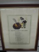 A print, Illustrated London News, Said the Mashie to the Putter, golf interest, dated 1942, 34 x