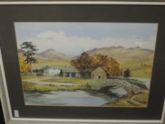 A watercolour, Monica Barry, Watendlath, signed, 36 x 49cm, plus frame and glazed
