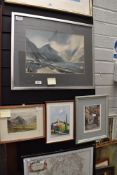 Two Heaton cooper prints, a Venetian watercolour and indistinctly signed Jerusalem street scene
