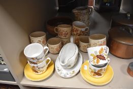 A selection of mid century style tea wares including Myott and Churchill