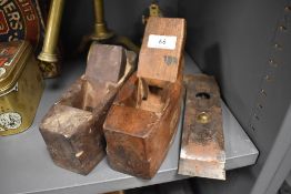Two beech wood block planes including James Can and Alex Mathieson