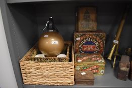 A selection of containers and biscuit tins including Huntley and Palmers