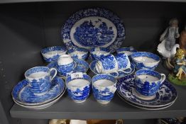 A selection of transfer printed porcelain some early 19th examples interesting collection