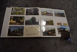 An interesting album of steam train and railway interest including black and white photo's ticket
