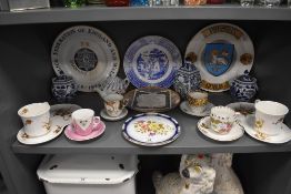 A selection of tea cups and saucers also two tennis sets by Royal Grafton