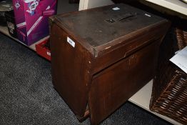 A vintage wooden cabinet makers or engineers tool box.