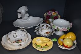 A selection of ceramics including Coal port and Royal Albert old country roses