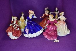 Four Royal Doulton figurines, Patricia HN3365, Deborah HN3644, Mary HN3375 and Coralie HN2307