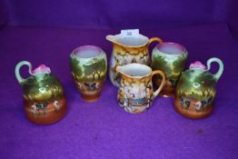 A selection of transfer printed ceramics including cattle scenes