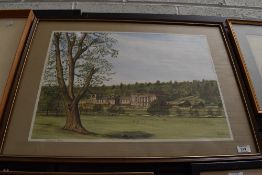 a mixed media of Chatsworth house, signed W Dixon.