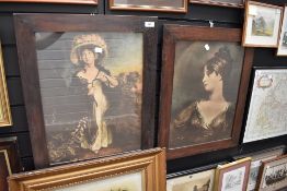 Two late Victorian prints in matching oak frames.