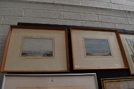 Two watercolours, D Baird Murray, seascape with distant battleships, one signed, each 18 x 26,