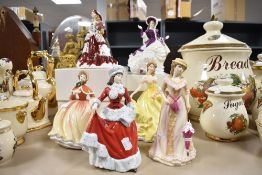 Six modern Royal Doulton figurines, Spring HN5321, Autumn HN5323, Summer HN5322, Winter HN5314,