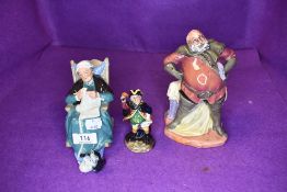 Three Royal Doulton figures, Town Crier HN3261, Twilight HN2256 and Faistaff HN2054