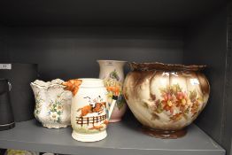 A selection of ceramics including Royal Winton vase, Staffordshire planter and similar