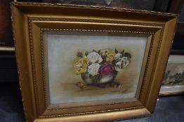 An oil on canvas of still life in gilt frame signed W Westwood and similar.