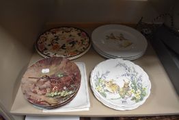 A collection of display plates and dinner plates including Masons.