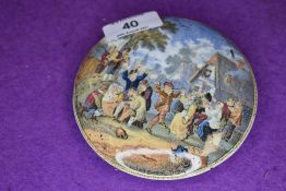 An antique Pratt ware paste pot lid for the Village Wedding`