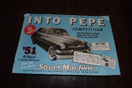 A vintage advertising sign for Pepe Jeans and Ford Mercury