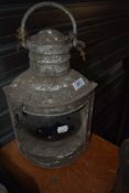 A large vintage nautical lantern labelled Starboard.
