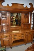 A Victorian golden oak mirror back sideboard , width approx 183cm