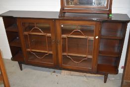 A reproduction mahogany low bookcase/display cabinet, width approx. 153cm