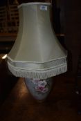 A porcelain side or table lamp having floral panel by Noritake