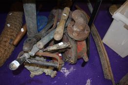 A collection of nautical equipment.