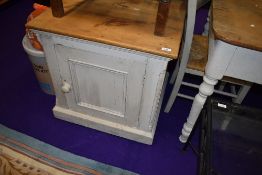 A large sized yellow pine and painted pot or utility cupboard