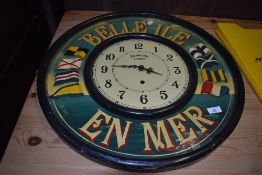 A reproduction clock sign, boating interest, diameter approx. 57cm