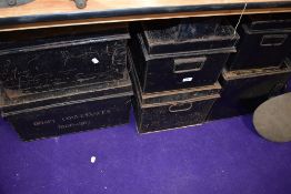 A selection of antique deed/conveyance tins.