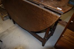 A period oak gateleg table, closed width approx. 123cm