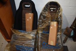 A pair of vintage 80's rally car bucket seats by Cobra Supaform with fixtures and fittings