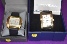 Two gent's fashion wrist watches by Retrogade & Dual Time