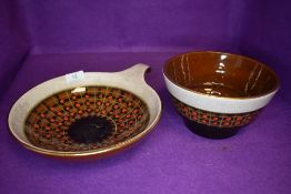 Two pieces of mid century west German pottery a fruit bowl and similar