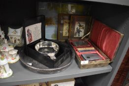 A gentlemans brush set in case and a Scottish Quaich etc