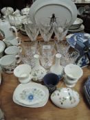 A selection of glass and ceramics including Wedgwood.