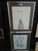 Two mid century fashion prints after Rosamond