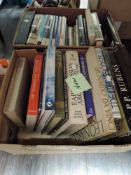 Two cartons of hard back text reference and guide books including art travel and history interest