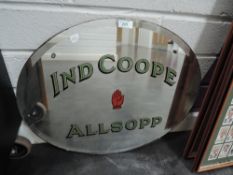 A vintage pub or tavern mirror for Indcoope Allsopp having printed imagery