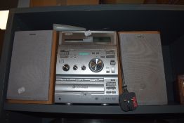 A Sony hi fi system with speakers CMT-CP300