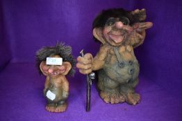 Two vintage Nyform Norway troll figures