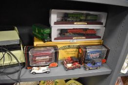 A selection of die cast model cars and trains including Hornby and Corgi
