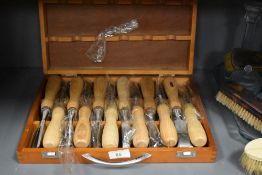 A set of as new carvers chisels in case